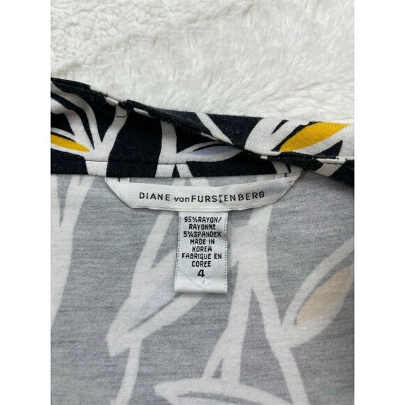 Diane Von Furstenberg Cassidy Knit Wrap Dress 4 DVF Pockets Black Yellow - Picture 4 of 6